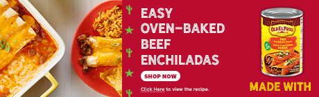 Easy oven-baked beef enchiladas made with Old El Paso enchilada sauce -- click to view the recipe and shop the ingredients!